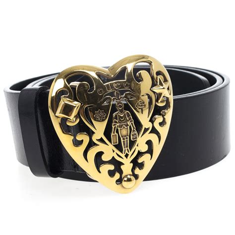 gucci heart crest belt|Gucci leather belt.